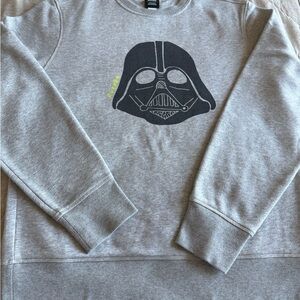 Star Wars Grey Crewneck Sweater with Black Helmet Graphic